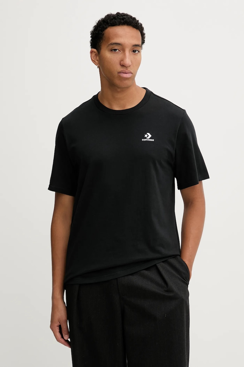 Converse tricou din bumbac culoarea negru, cu imprimeu, CVM5T876