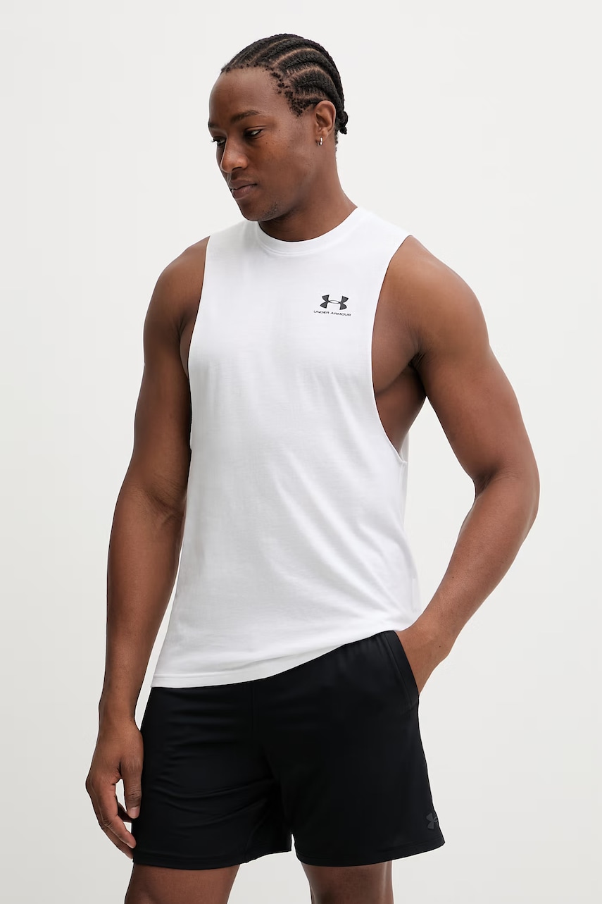 Under Armour top treningowy męski z bawełną biały 1329286