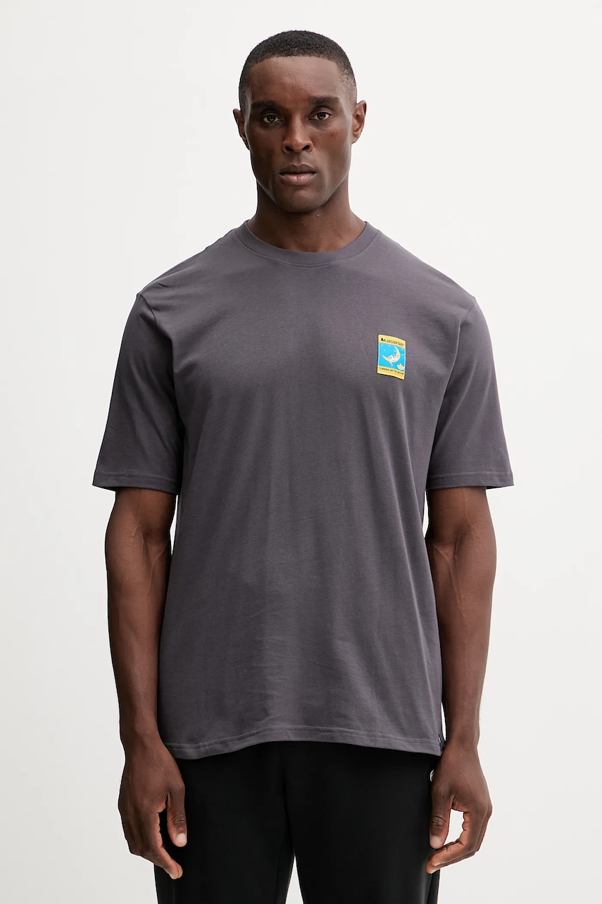 LA Sportiva tricou din bumbac Moon Patch culoarea gri, uni, ZACT231 LA Sportiva tricou din bumbac Moon Patch culoarea gri, uni, ZACT231