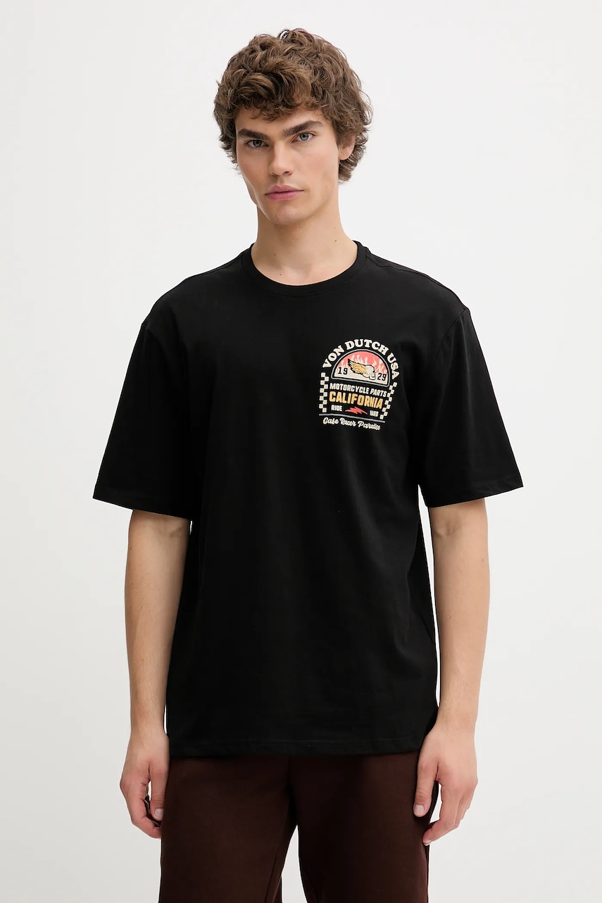 Von Dutch tricou din bumbac culoarea negru, cu imprimeu, VD.1.H.TR.HEAD