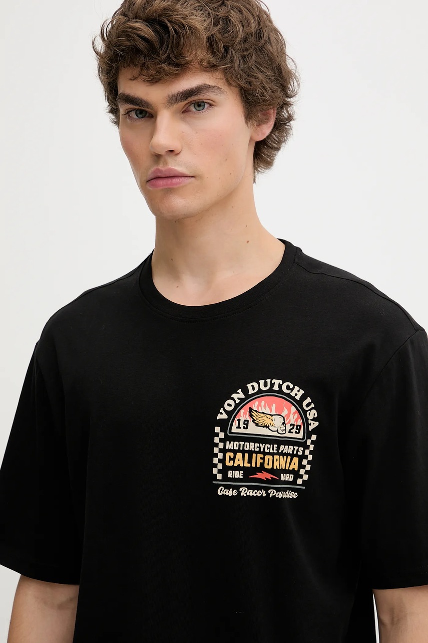 Βαμβακερό μπλουζάκι Von Dutch ανδρικό, χρώμα: μαύρο, VD.1.H.TR.HEAD φωτογραφία