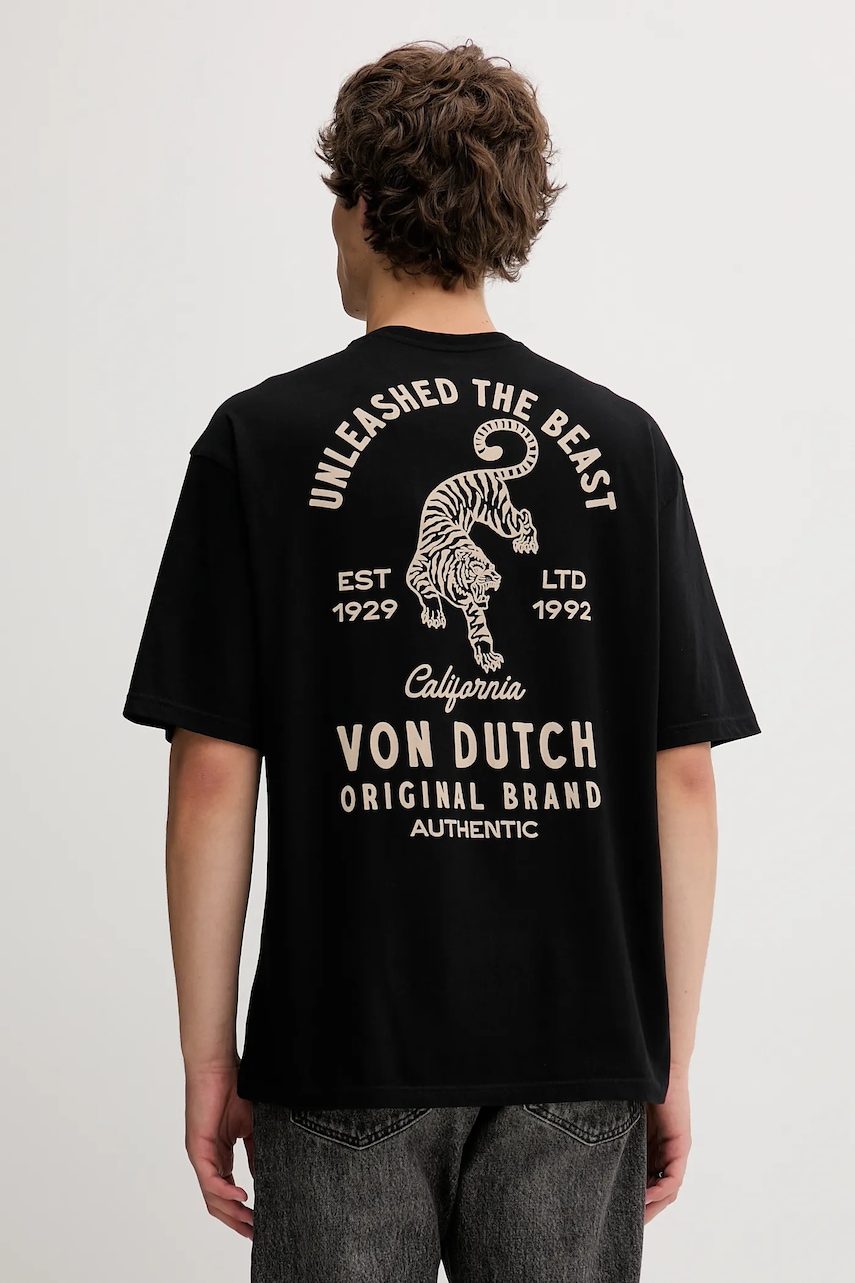 Von Dutch tricou din bumbac culoarea negru, cu imprimeu, VD.1.H.TR.TIGER