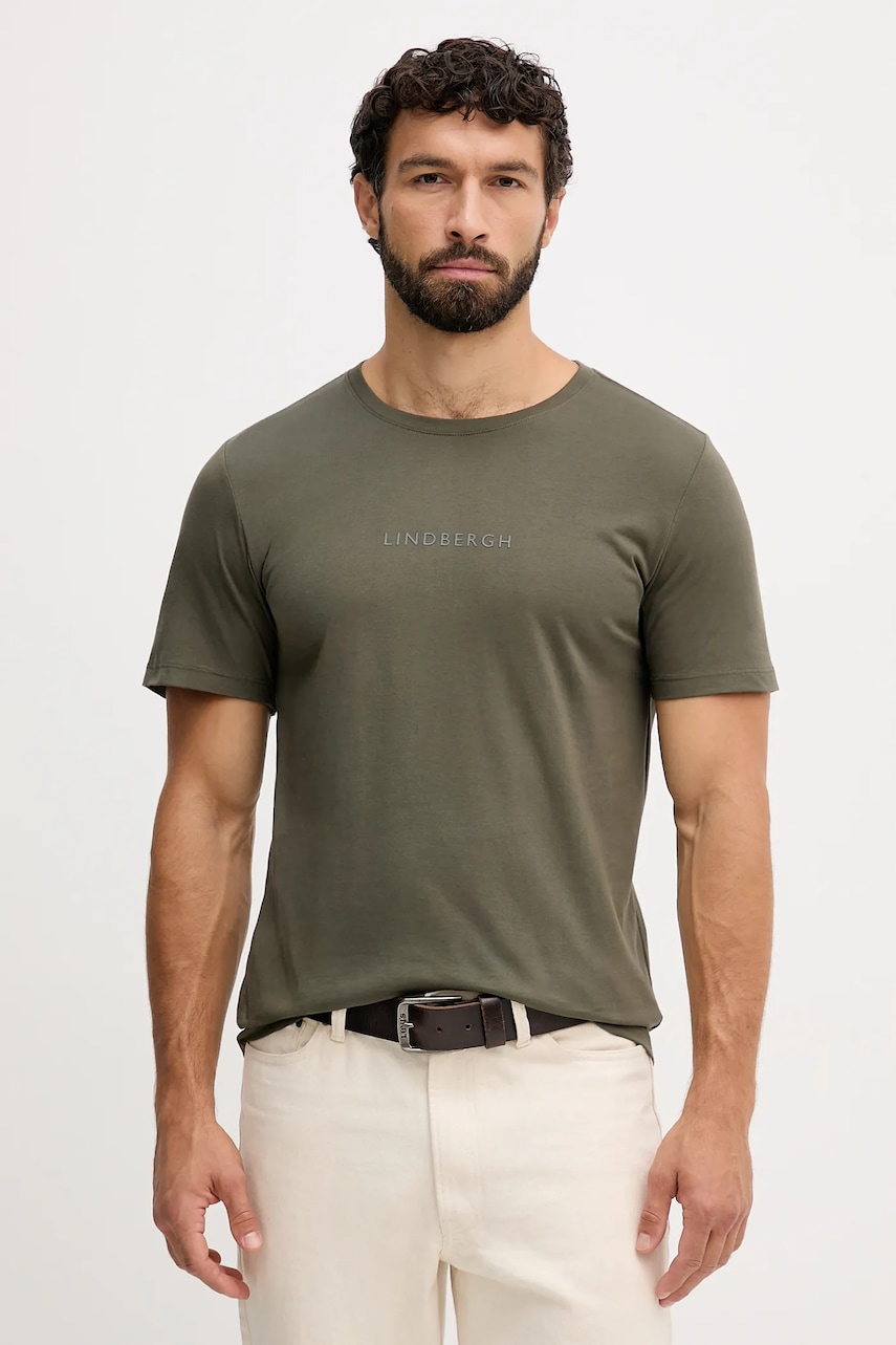 Lindbergh tricou din bumbac culoarea verde, cu imprimeu, 30.400200B