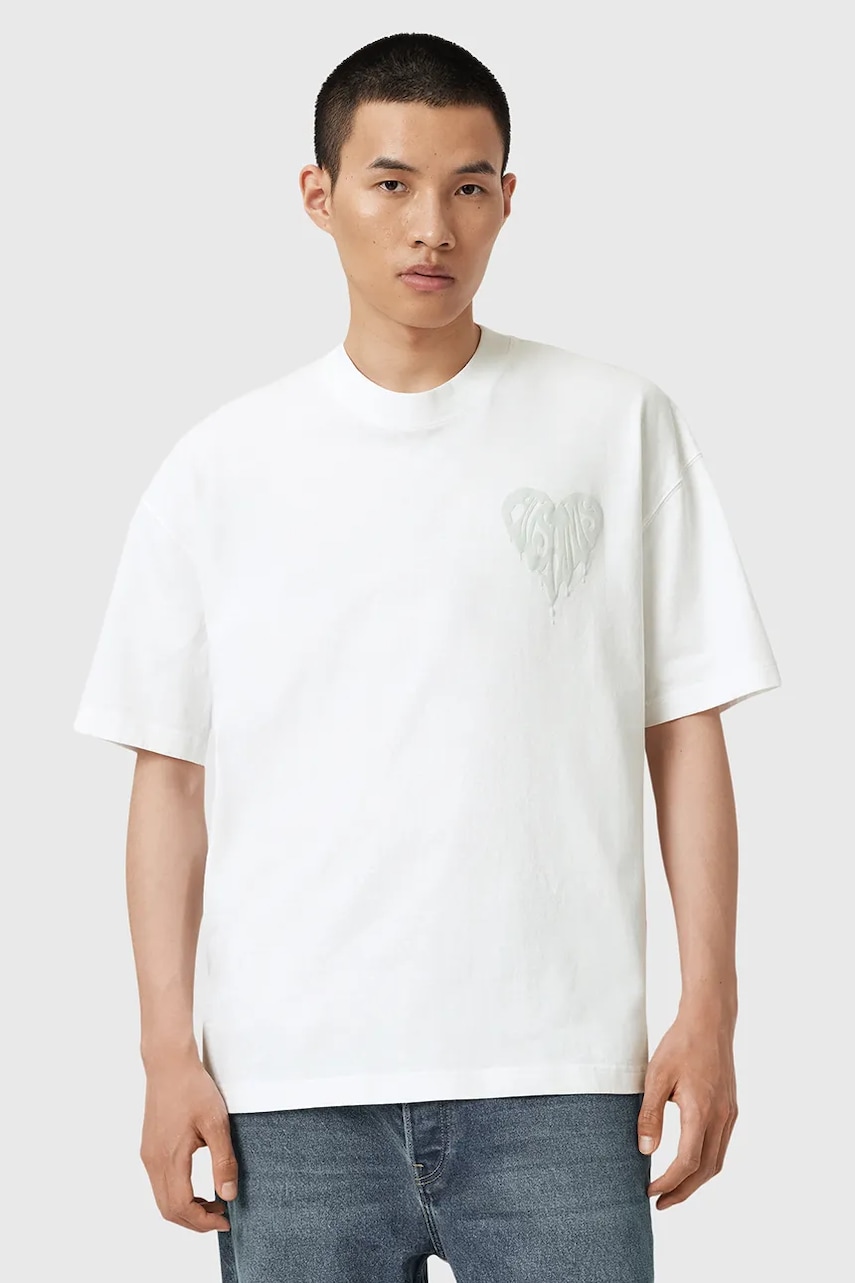 AllSaints tricou din bumbac TRIP culoarea alb, cu imprimeu, M010PD