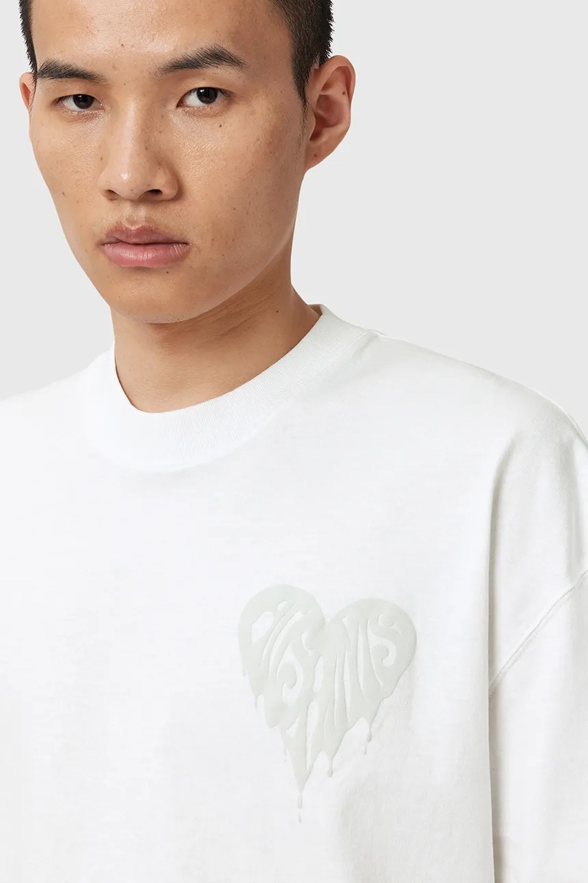 Хлопковая футболка AllSaints TRIP цвет белый с принтом M010PD