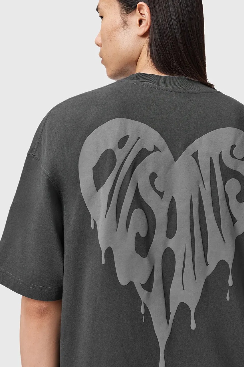 Хлопковая футболка AllSaints TRIP цвет серый с принтом M010PD