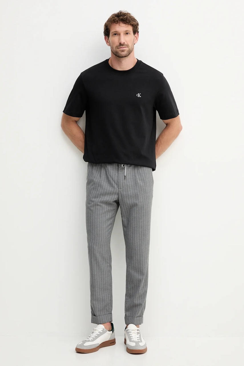 Хлопковая футболка Calvin Klein Jeans цвет чёрный однотонная LV04RC275G