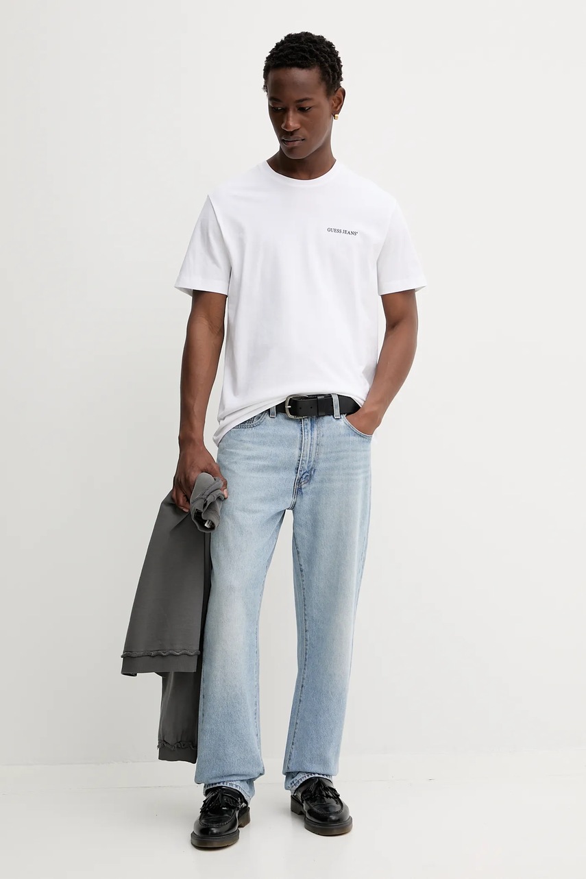 Хлопковая футболка Guess Jeans цвет белый с принтом M5BI78 K8FQ4
