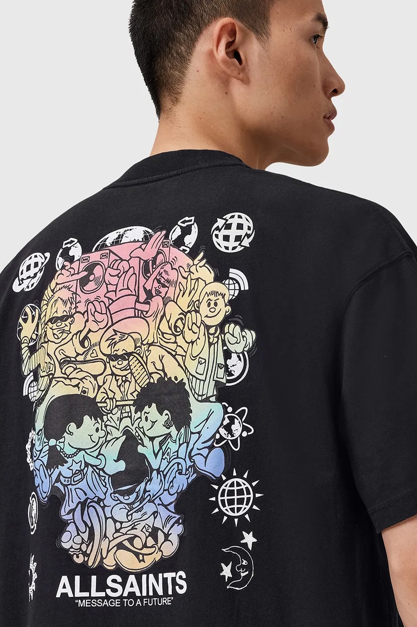 Хлопковая футболка AllSaints TRANCE цвет чёрный узор M022PD