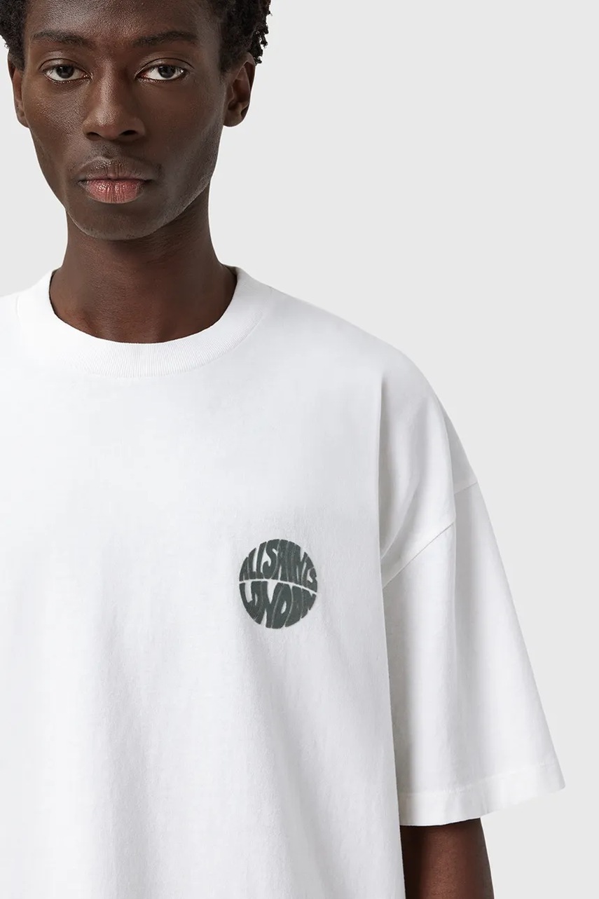 Хлопковая футболка AllSaints WAVED цвет белый однотонная M016JD