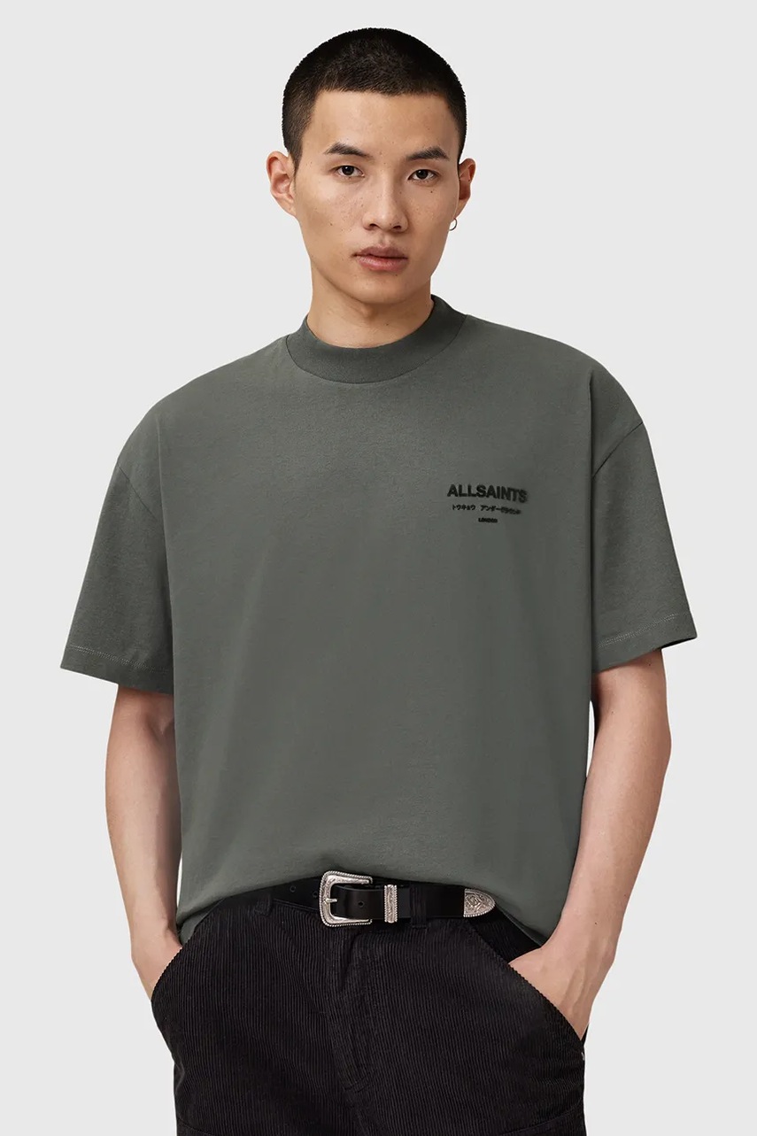 AllSaints tricou din bumbac XANDER culoarea verde, uni, M030JC