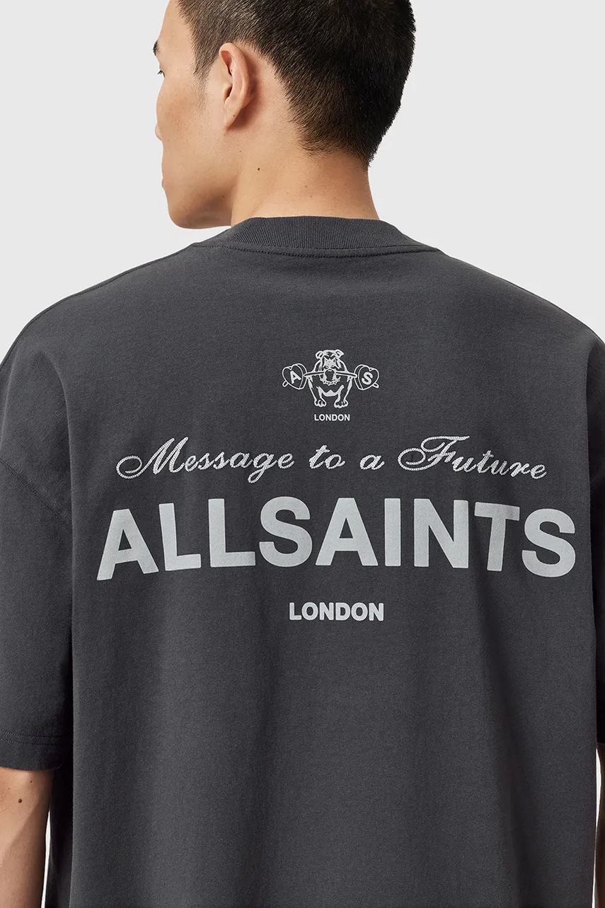 Хлопковая футболка AllSaints HERALD цвет чёрный узор M015PD