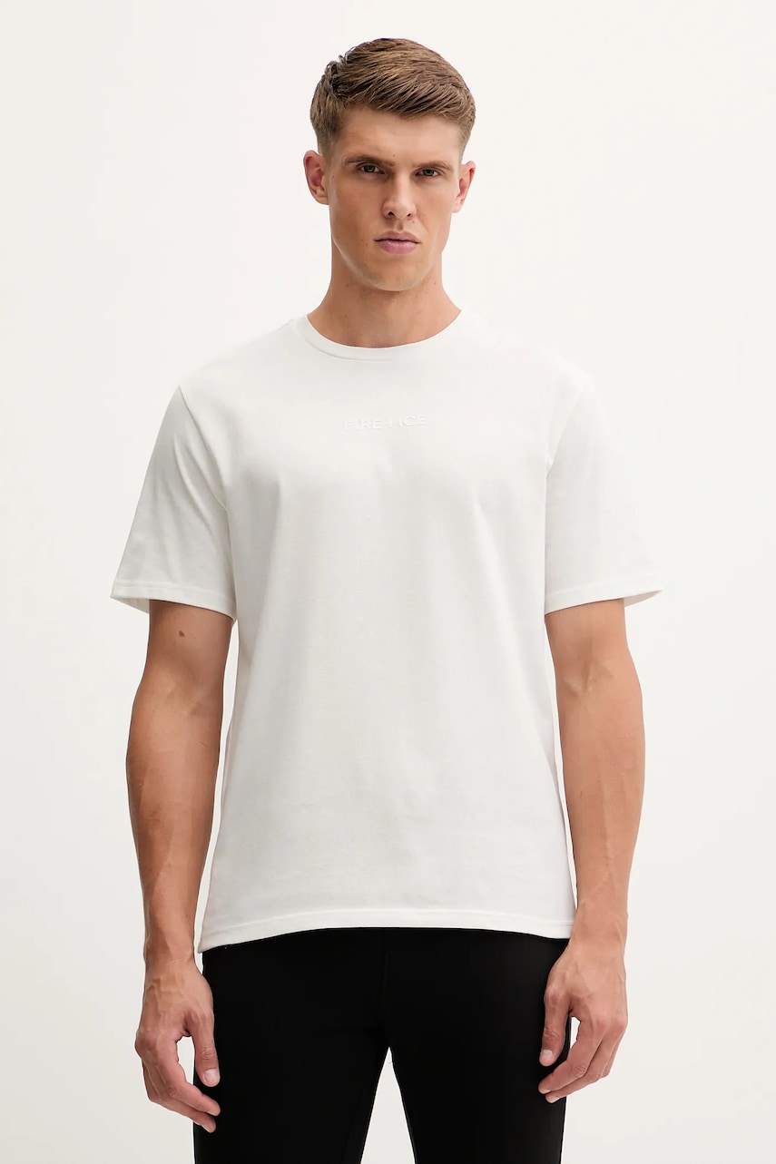 BOGNER Fire+Ice tricou din bumbac MICK culoarea bej, cu imprimeu, 54349760