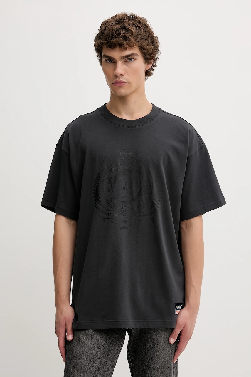 adidas Originals tricou din bumbac All Black culoarea gri, cu imprimeu, KG4650