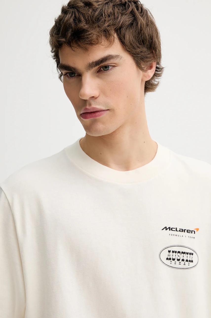 Βαμβακερό μπλουζάκι Abercrombie & Fitch ανδρικά, χρώμα: μπεζ, KI123-5257-100 φωτογραφία