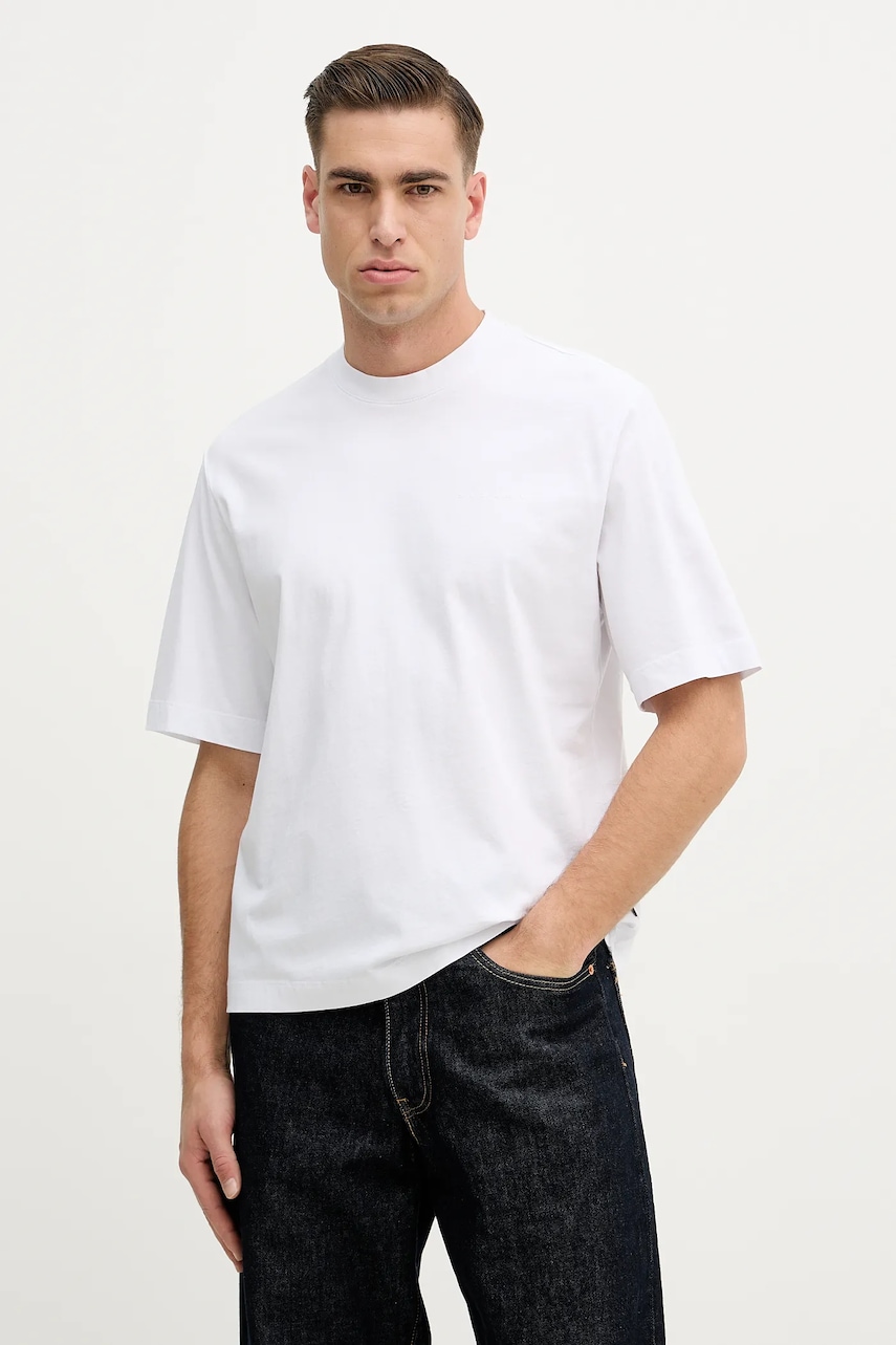 Sisley tricou din bumbac culoarea alb, uni, 3UYBS104T