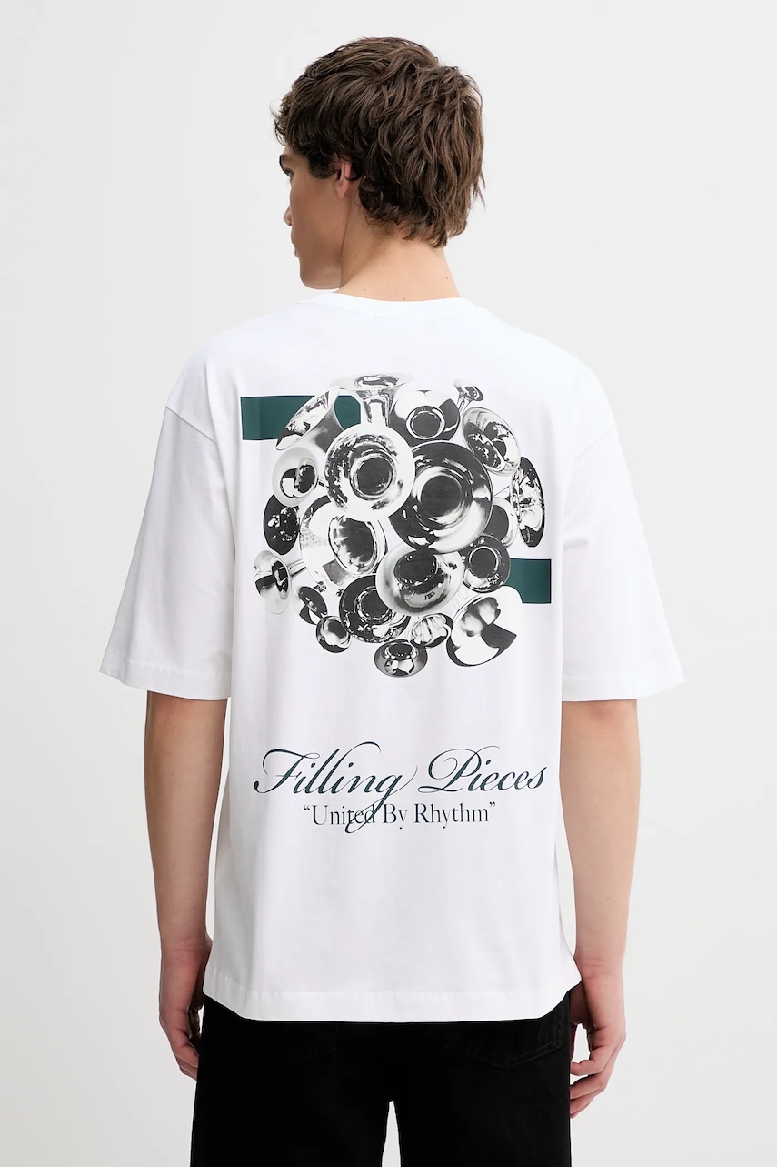 Filling Pieces tricou din bumbac Boxy Bouquet culoarea alb, cu imprimeu, 422520501122