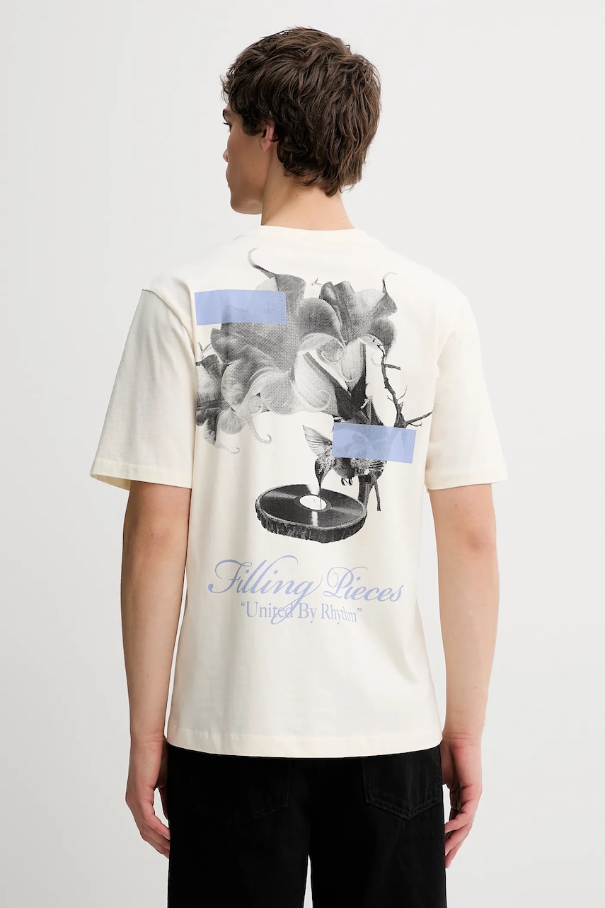 Filling Pieces tricou din bumbac Grammophone culoarea bej, cu imprimeu, 422520500236