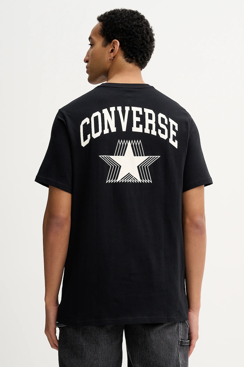 Converse tricou din bumbac culoarea negru, cu imprimeu, CVM5T810