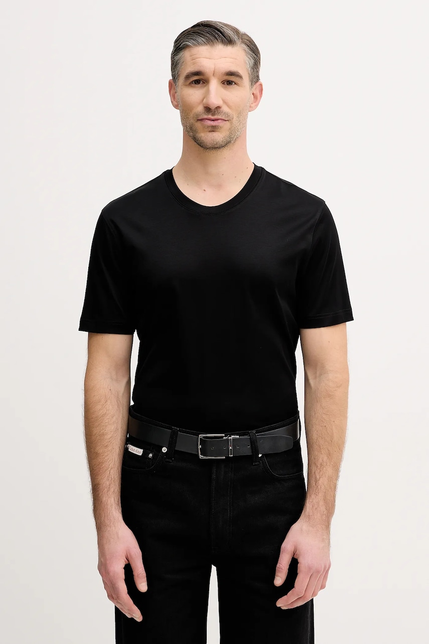 Eton tricou din bumbac culoarea negru, uni, 100002356