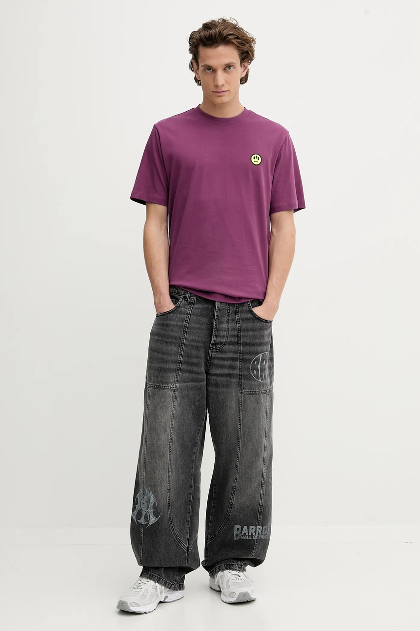 Βαμβακερό μπλουζάκι Barrow χρώμα: μοβ, F5BWUATH059 φωτογραφία