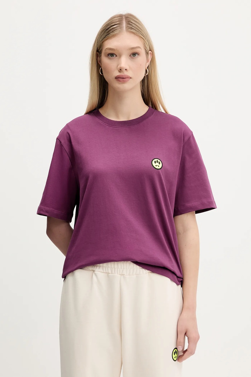 Βαμβακερό μπλουζάκι Barrow χρώμα: μοβ, F5BWUATH059 φωτογραφία