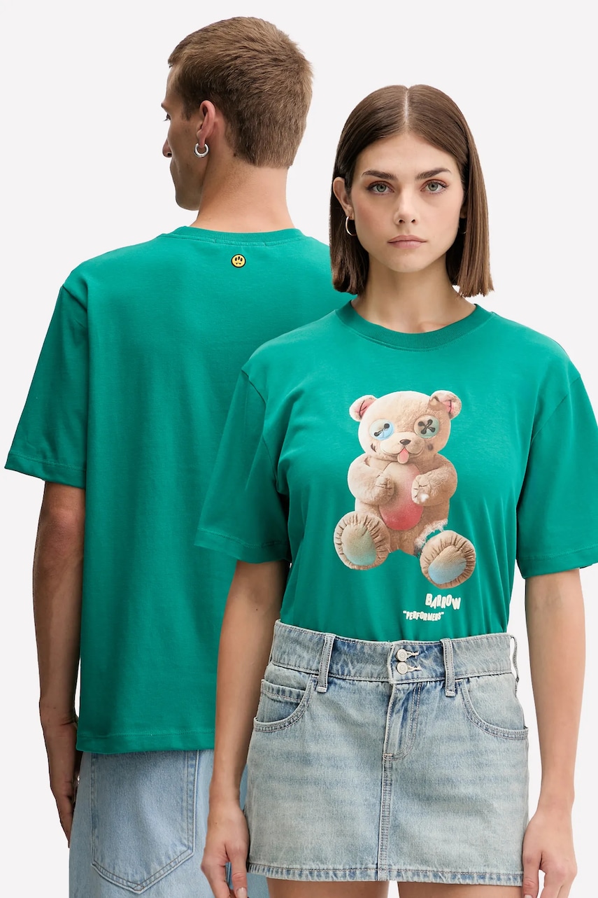 Barrow tricou din bumbac culoarea verde, cu imprimeu, F5BWUATH118