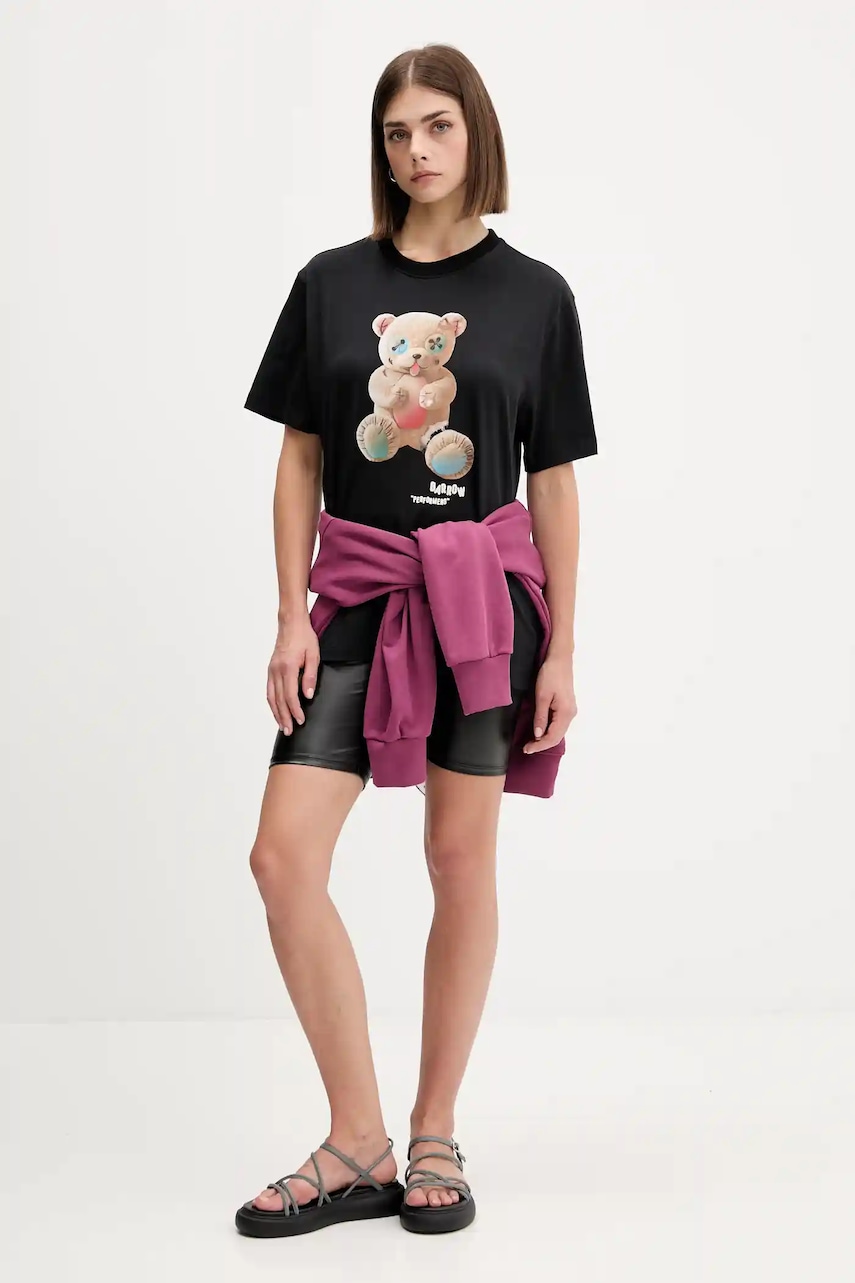 Βαμβακερό μπλουζάκι Barrow χρώμα: μαύρο, F5BWUATH118 φωτογραφία