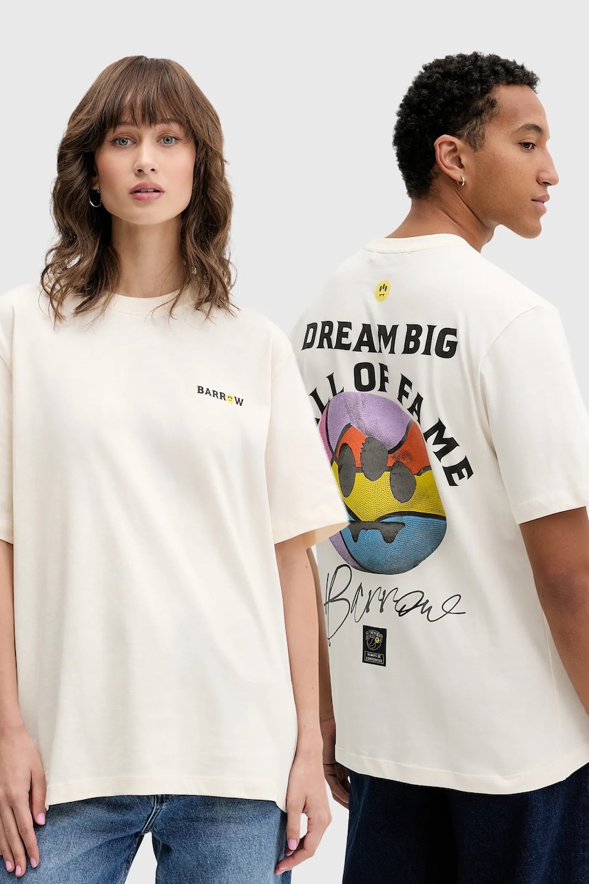 Barrow tricou din bumbac culoarea bej, cu imprimeu, F5BWUATH127