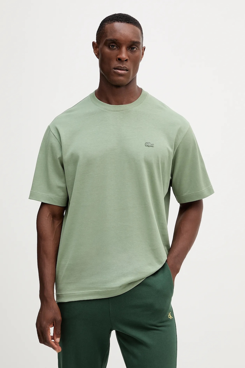 Lacoste tricou din bumbac culoarea verde, uni, TH7744