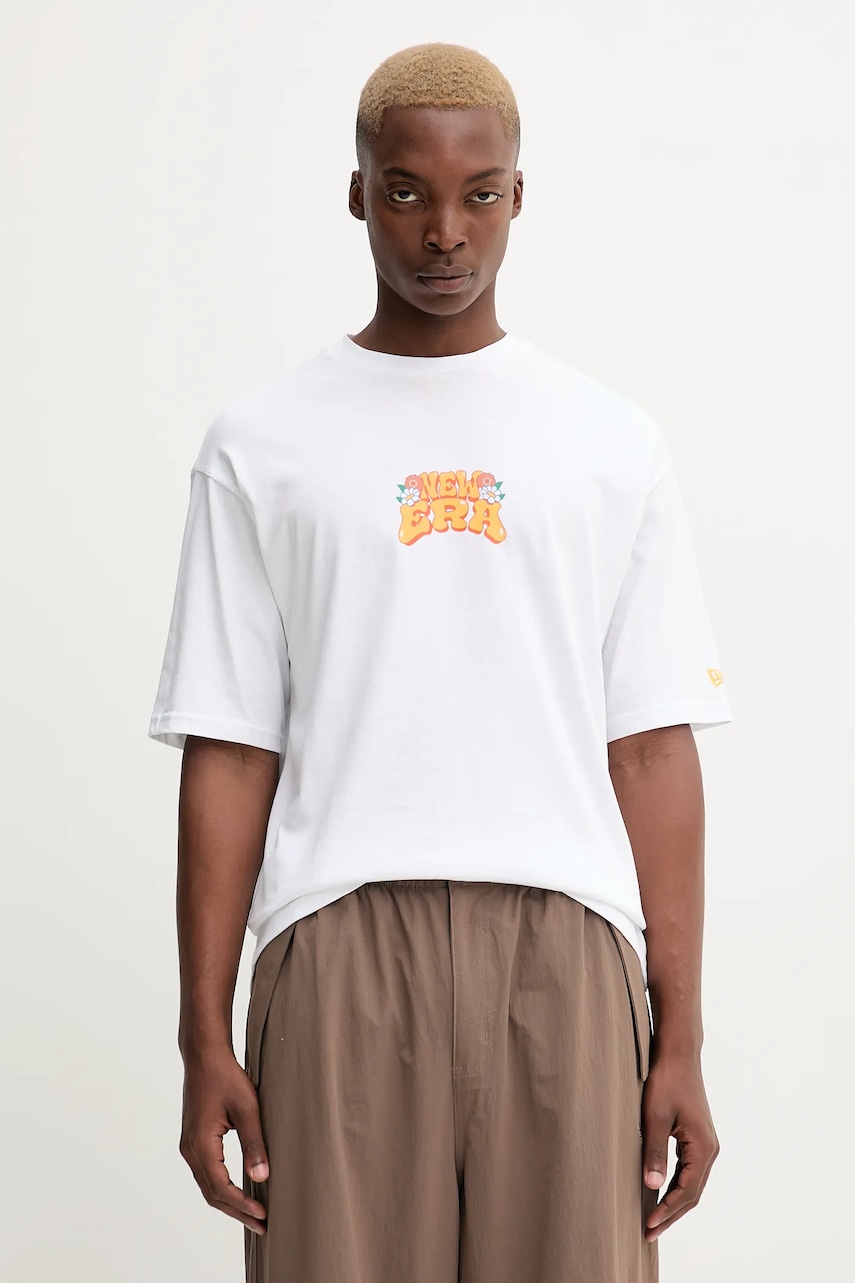 New Era tricou din bumbac culoarea alb, cu imprimeu, 60684402