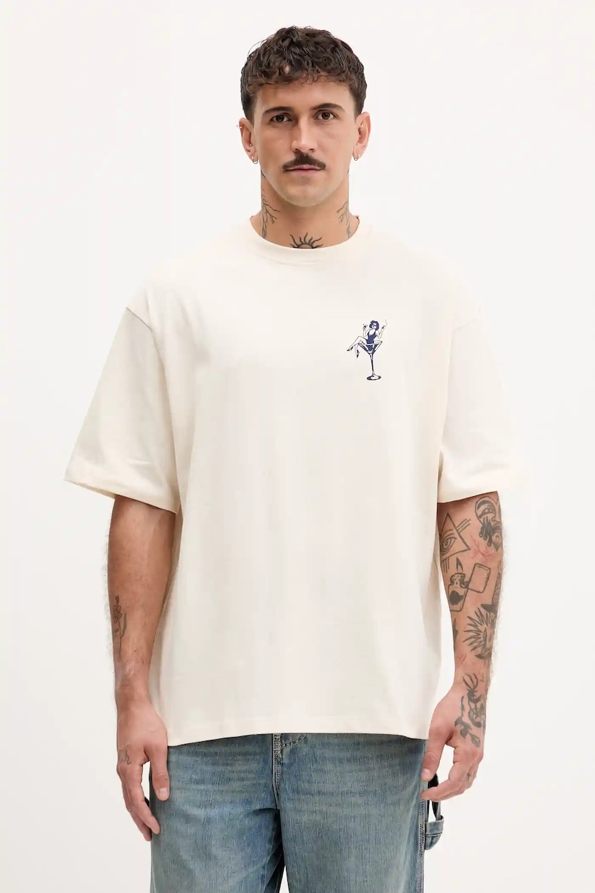 Kaotiko tricou din bumbac culoarea bej, cu imprimeu, AR022-01S-G002