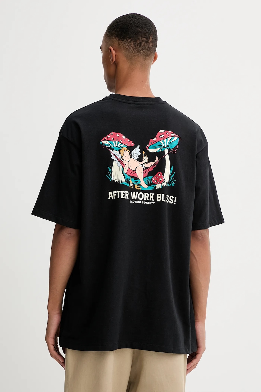 Kaotiko tricou din bumbac culoarea negru, cu imprimeu, AR003-01-G002