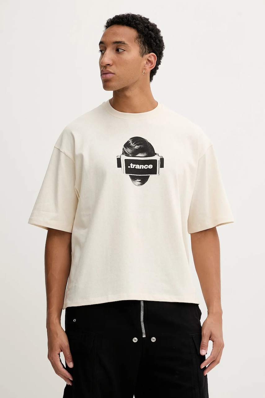 Kaotiko tricou din bumbac culoarea bej, cu imprimeu, AR036-01S-G002