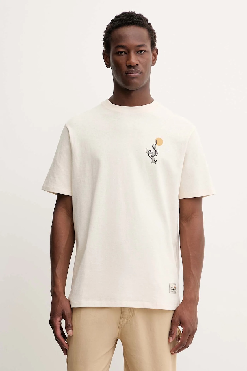 Kaotiko tricou din bumbac culoarea bej, cu imprimeu, AR064-01S-G002