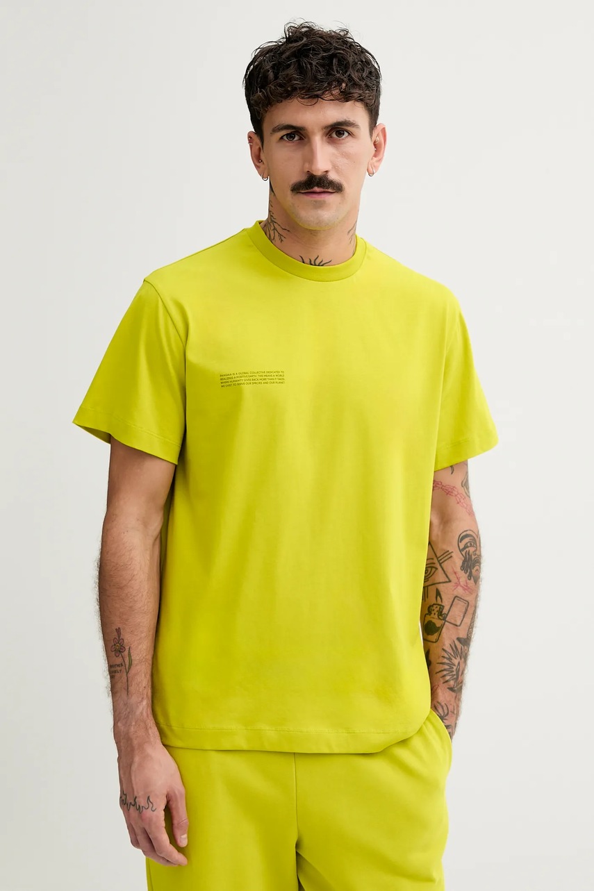 Pangaia tricou din bumbac culoarea verde, cu imprimeu, 10000287