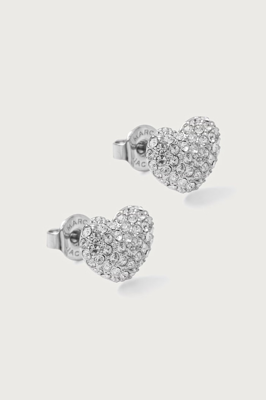 MARC JACOBS σκουλαρίκια γυναικεία ορείχαλκινά PAVE BALLOON HEART