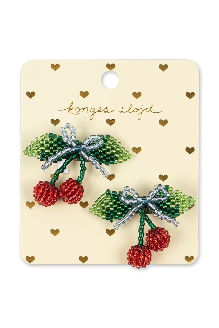 Konges Sløjd  sponky do vlasov detské 2 PACK BEADED CHERRY BOW HAIR CLIP