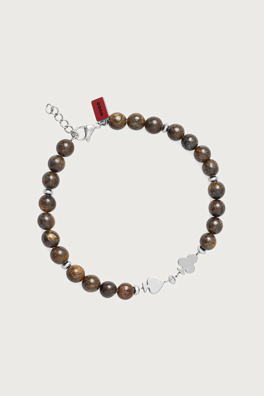HUGO narukvica za muškarce od nehrđajućeg čelika s lapis lazulijem E-BEADS5-BRA