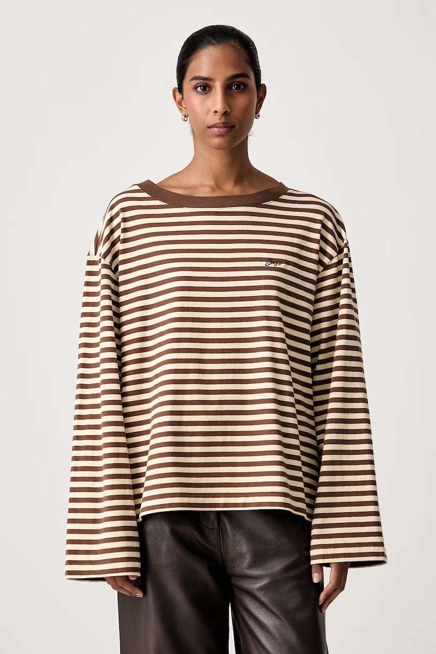 BOSS Orange longsleeve damski bawełniany C_Ewa_stripe
