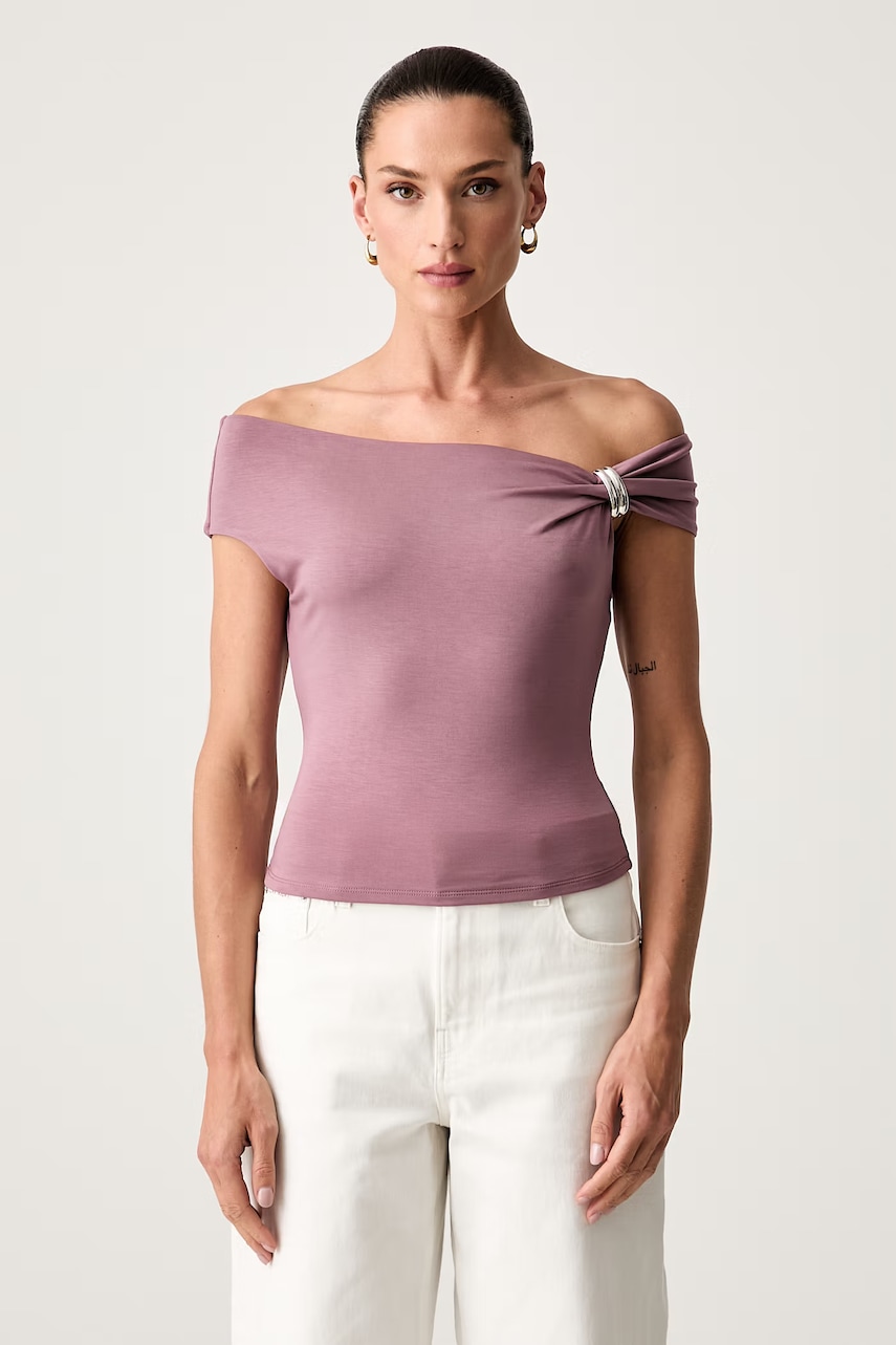 Guess crop top damski z lyocellu