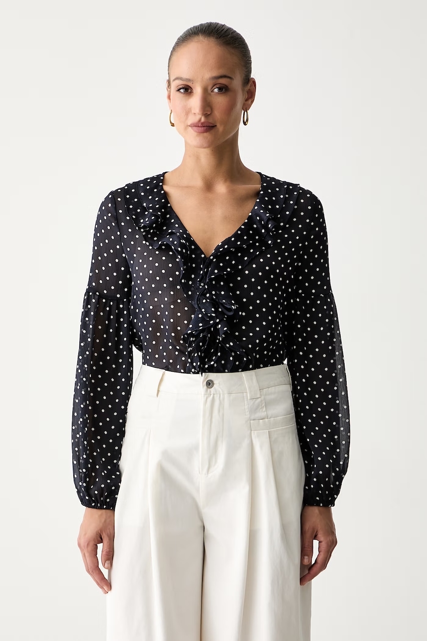 Guess bluzka z falbanką damska EMY