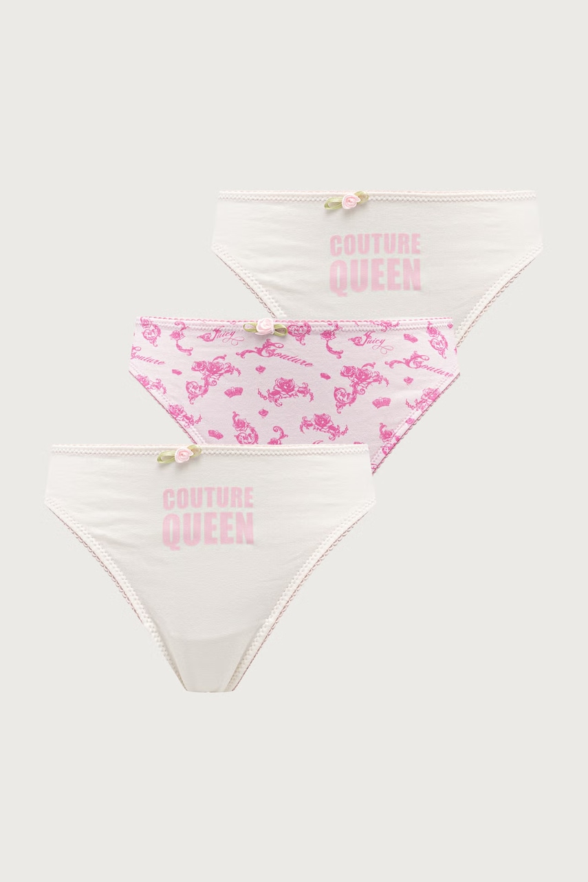 Juicy Couture  tangá dámske bavlnené s elastanom COUTURE QUEEN THONG 3-pak