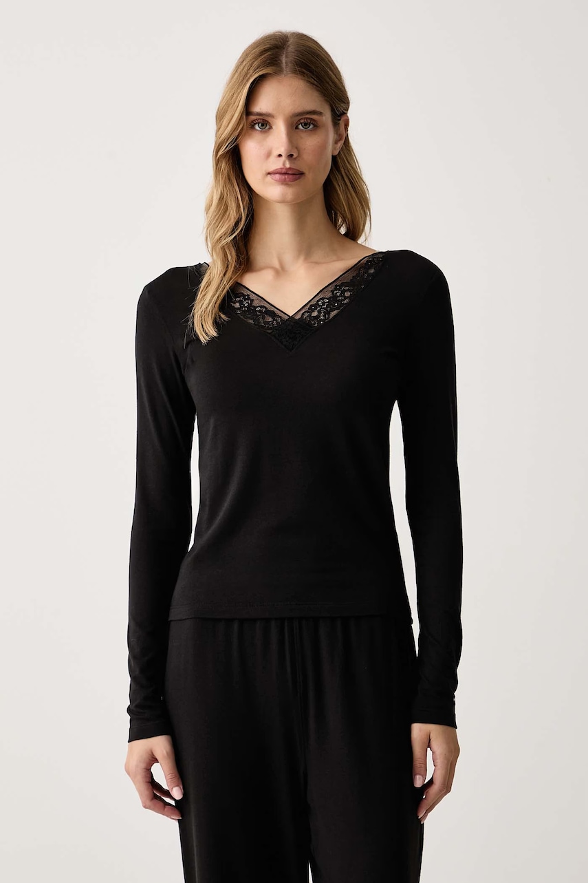 Tommy Hilfiger longsleeve piżamowy damski z bawełną