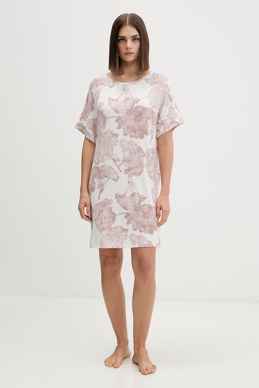 BOSS pyžamová košeľa dámska z viskózy ESSENCE_Sleepshirt