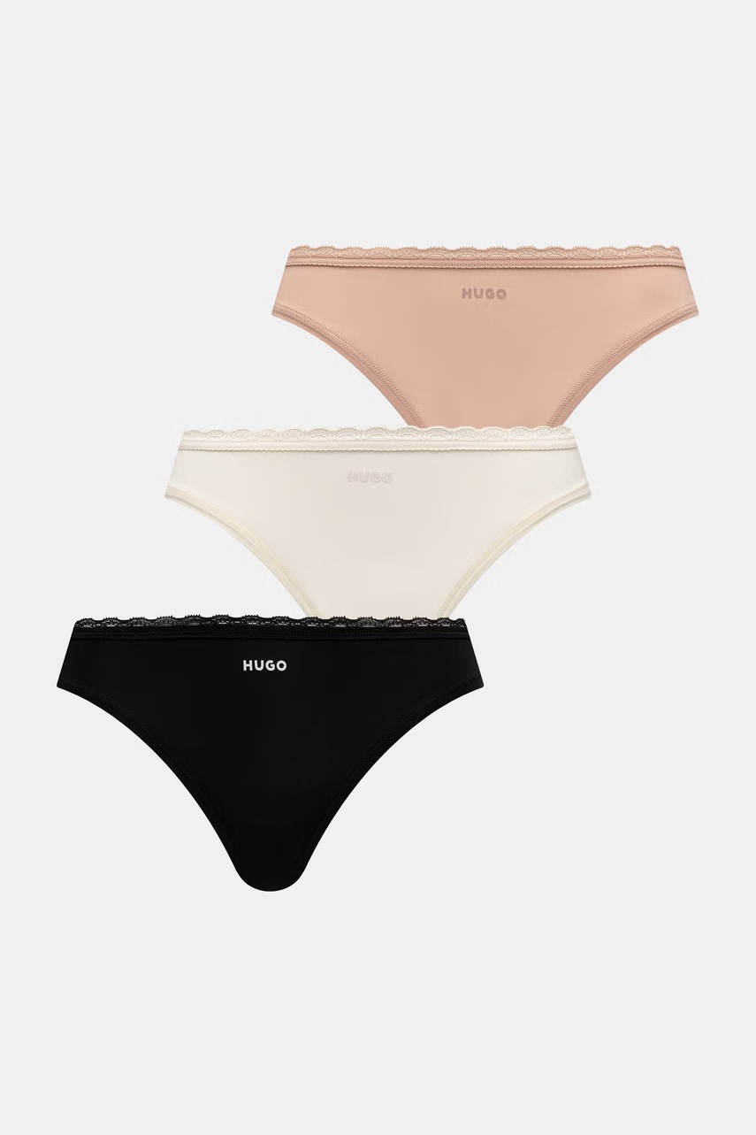 HUGO tanga dámské TRIPLET MICRO THONG 3-pack