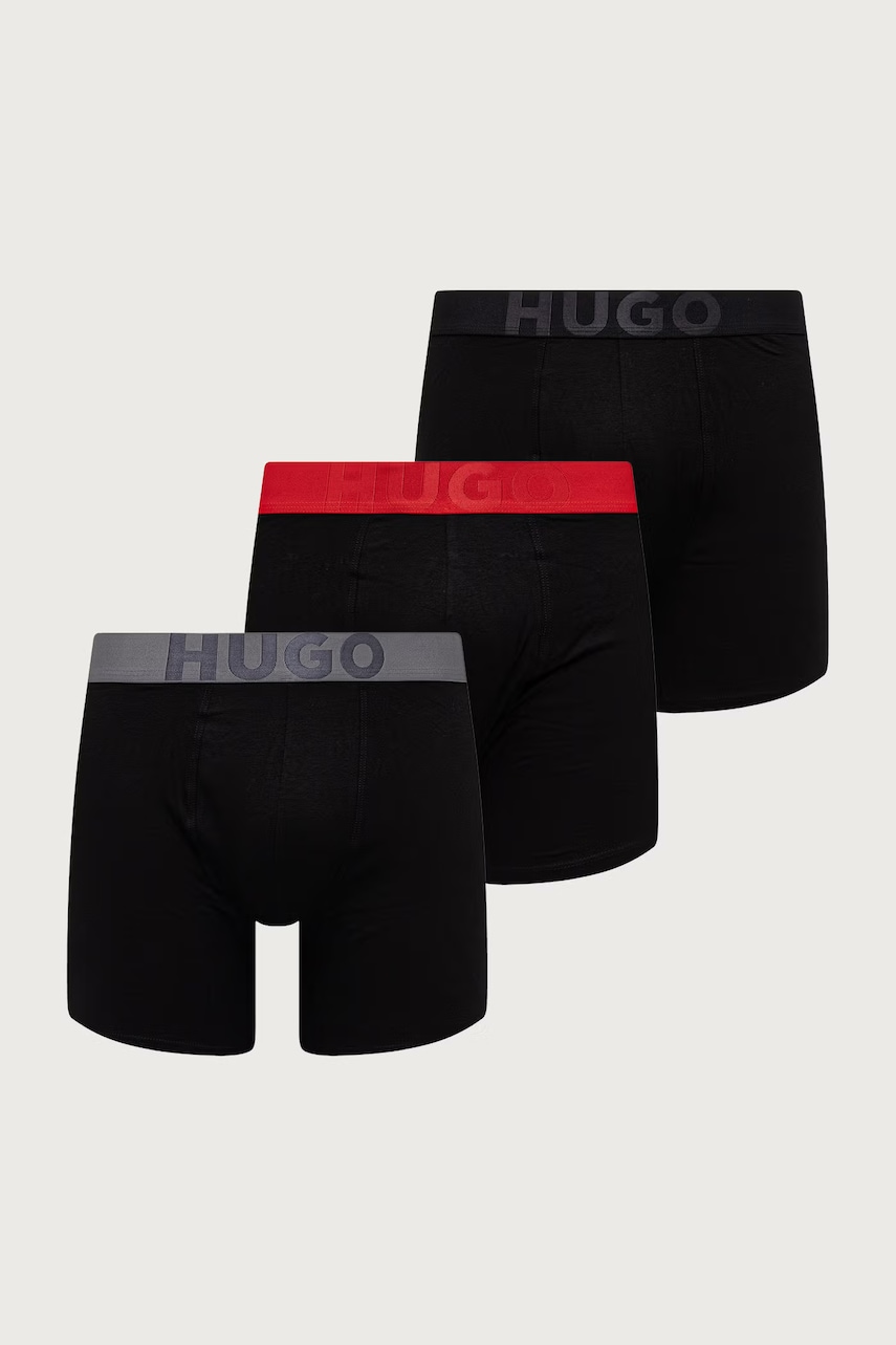 HUGO  priliehavé boxerky pánske bavlnené s elastanom BOXERBR TR GIFT VEGA 3-pak