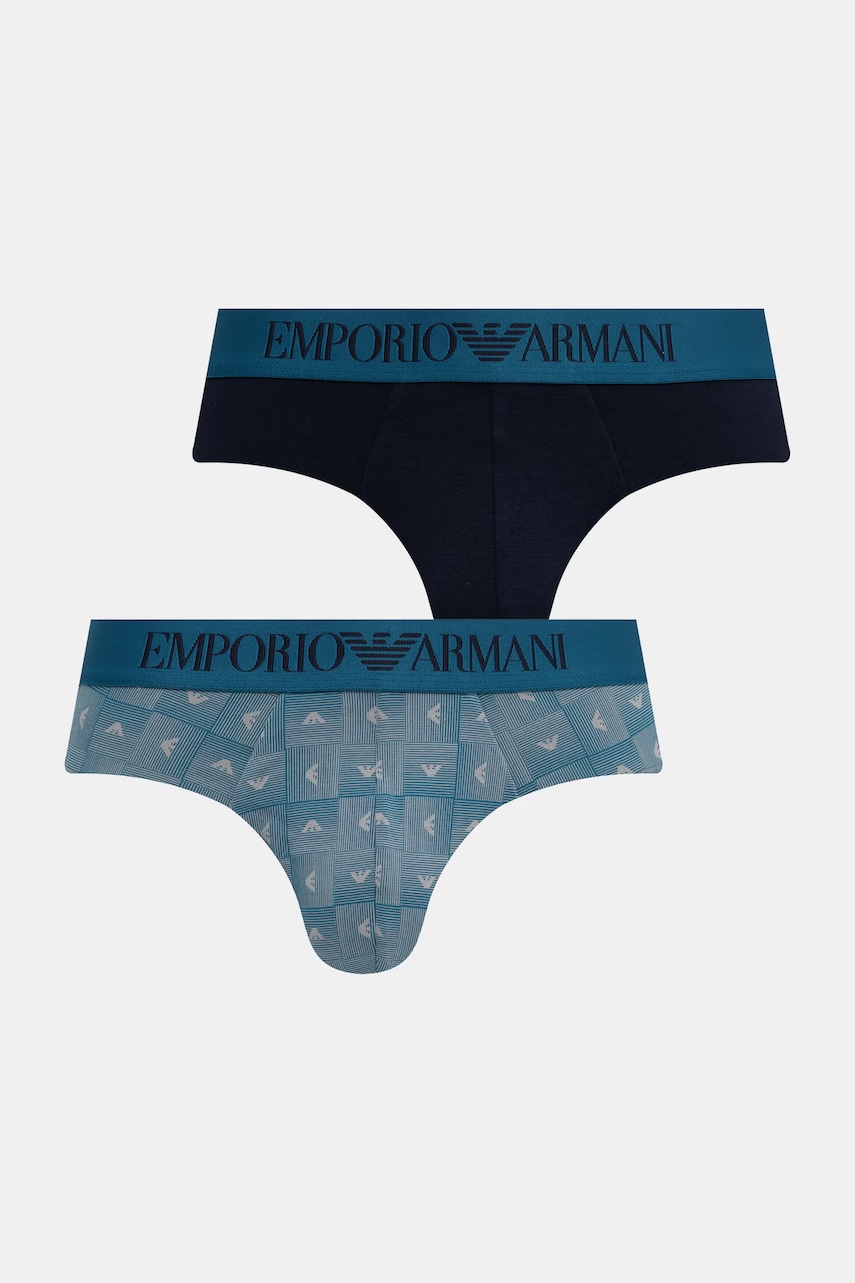 Emporio Armani Underwear Slipy E Bawełniane Z Elastanem 2-Pack Granatowy Męski Mały