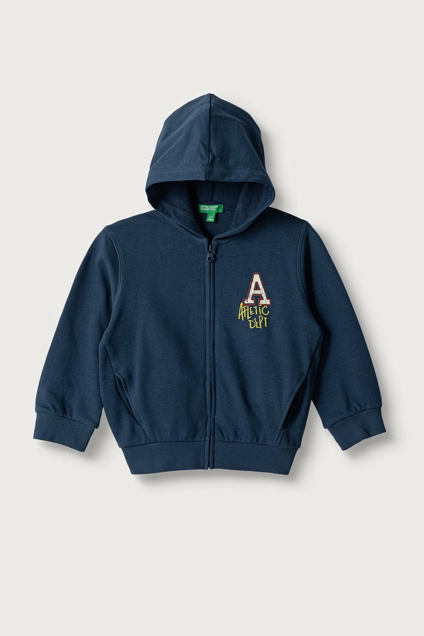 United Colors of Benetton  mikina na zips s kapucňou detská bavlnená