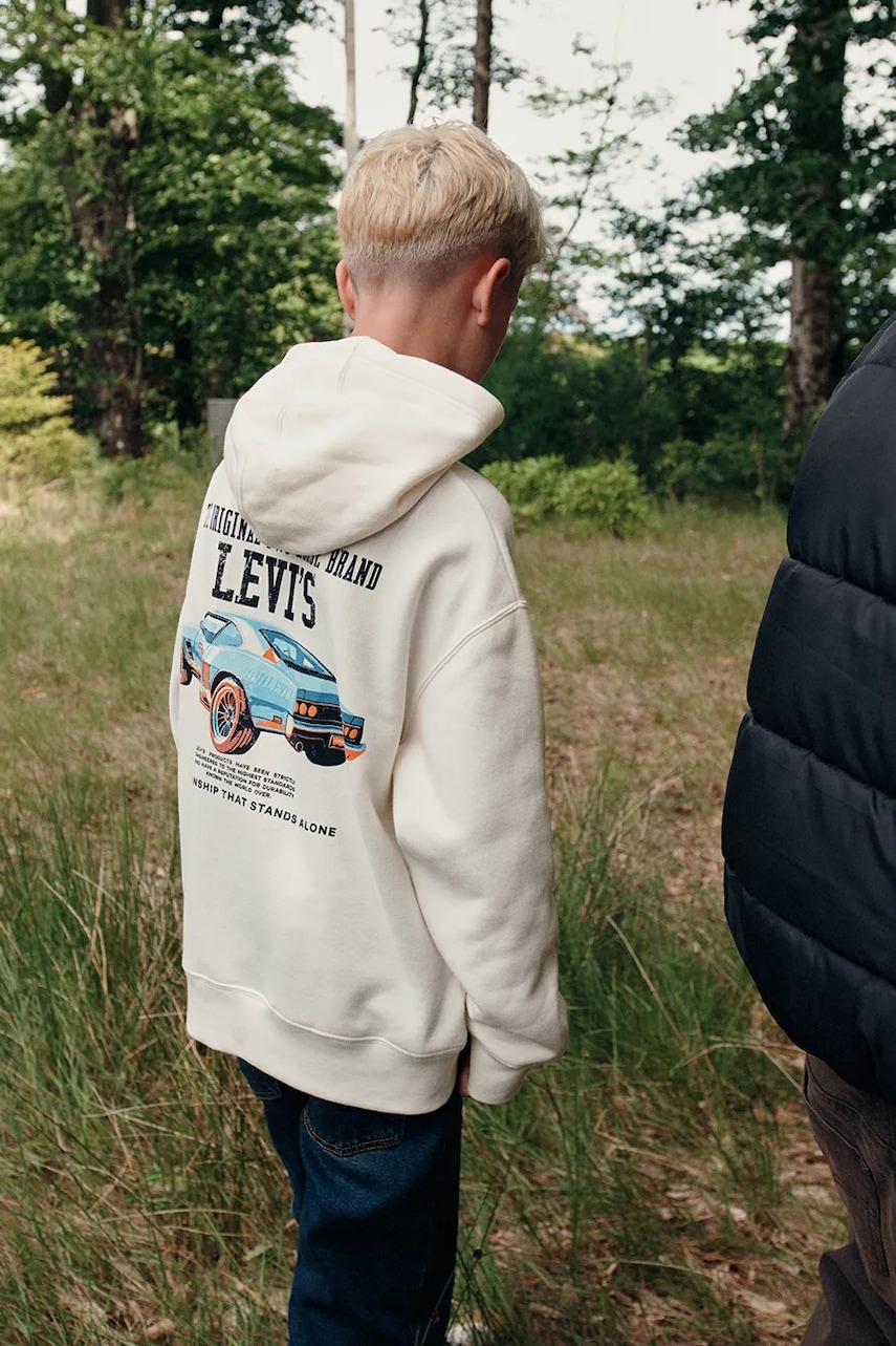 Levi's dukserica sa kapuljačom za djecu s pamukom REV THE ENGINE HOODIE